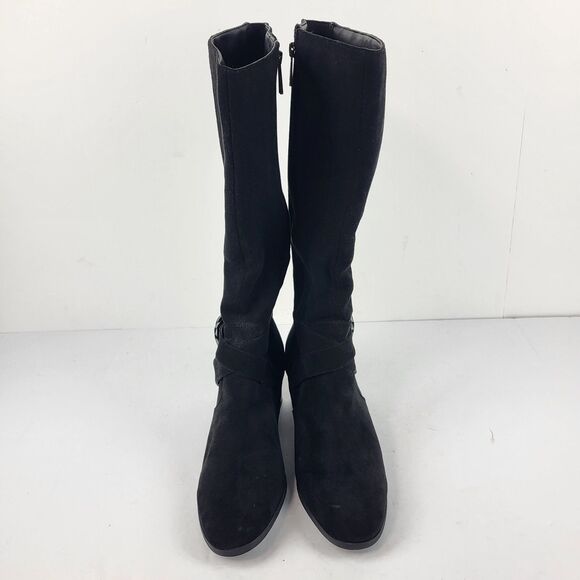 Anne Klein AKMAIA Knee High Faux suede Regular Calf Boots Black Size 11 - Picture 12 of 16